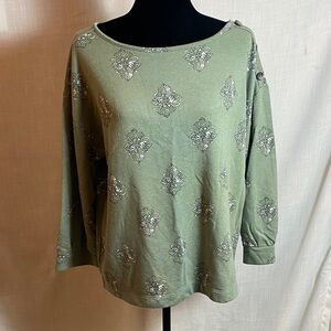 Loft Sage and Paisley Top, Size L